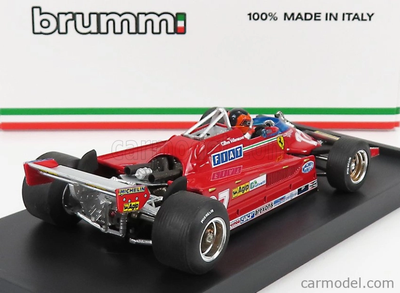 Brumm Ferrari F1 126ck Turbo N 27 Gp Kanada Montreal 1981 Alettone Danneggiato Dal Giro (kolo) 39 Al 54 Gilles Villeneuve - S figúrkou vodiča 1:43 Červená
