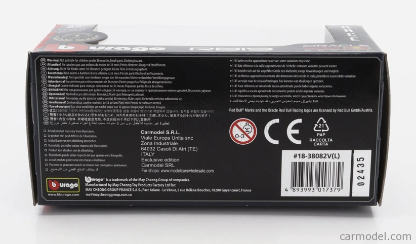 Bburago Red bull F1 Rb19 Team Oracle Red Bull Racing N 1 World Champion Winner Las Vegas Usa Gp 2023 Max Verstappen 1:43 fialová žltá červená