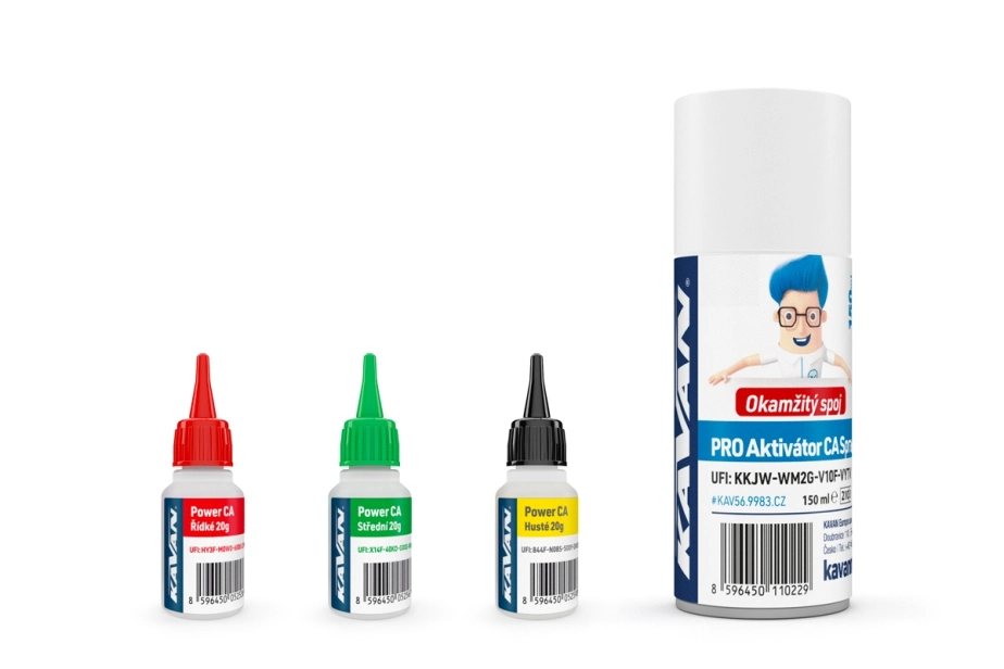 POWER CA PACK vteř. lepidla 3x20g (Ř,S,H) + aktivátor 150ml (CZ)