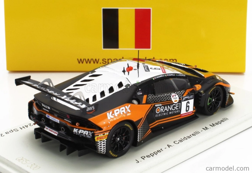 Spark-model Lamborghini Huracan Gt3 Evo Team Orange 1 Kpax Racing N 6 24h Spa 2022 J.pepper - A.caldarelli - M.mapelli 1:43 Orange Black