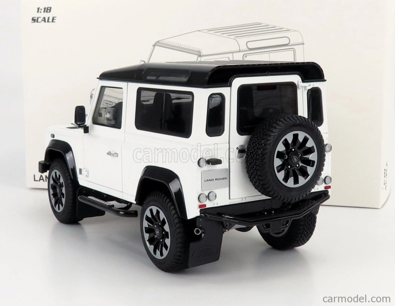 Lcd-model Land rover Defender 90 Works V8 70th Edition 2018 1:18 Bílá