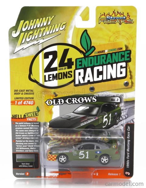 Johnny lightning Ford usa Mustang N 51 Racing 1990 1:64 Vojenská Zelená