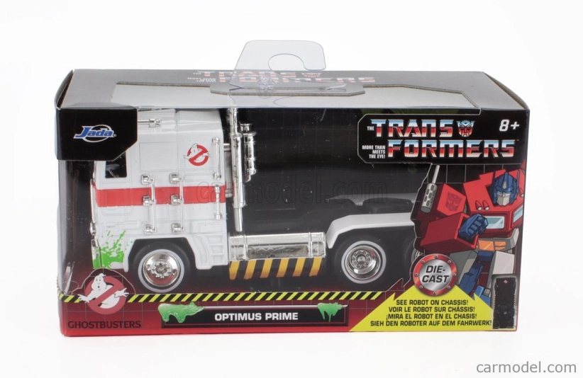 Jada Freightliner Flt86 Tractor Truck Ghostbusters Optimus Prime Transformers 3-assi 1984 1:50 Bílá Červená