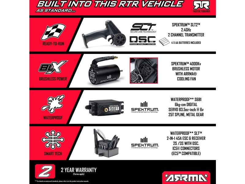RC auto Arrma Vorteks 223S BLX DSC 2WD 1:10 RTR, ružové