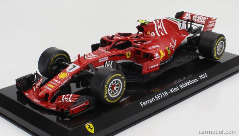 Edicola Ferrari F1  Sf71h N 7 Season 2018 Kimi Raikkonen - Con Vetrina - With Showcase 1:24 Red