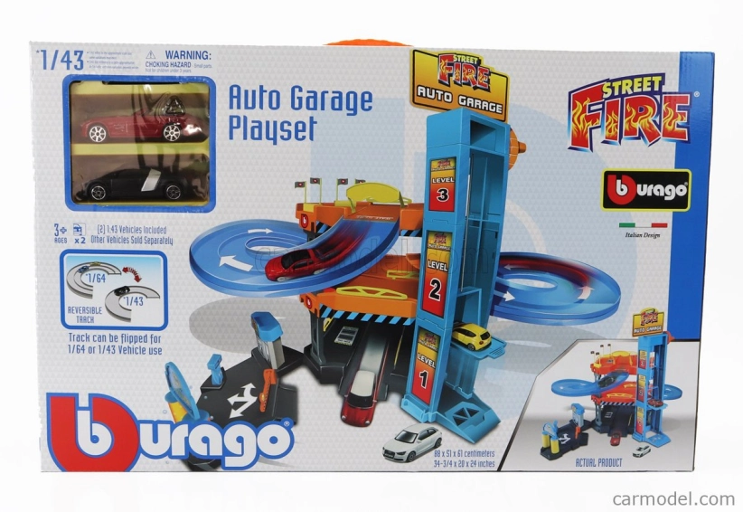 Bburago Accessories Diorama – Parking Playset Garage With 2x Cars 1:43 rôzne