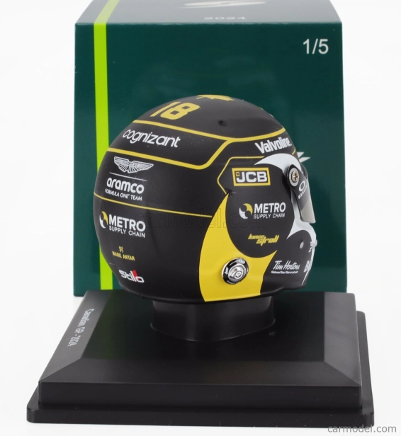 Spark-model helma Bell Casco Helma F1 Lance Stroll Team Aramco Cognizant Aston Martin N 18 Canada Gp 2024 1:5 Black