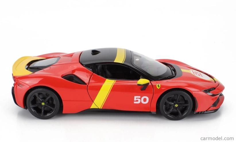 Bburago Ferrari Sf90 Stradale Hybrid 1000hp N 50 24h Le Mans Livery - Con Vetrina - With Showcase - Exclusive Carmodel 1:18 Červená Žlutá