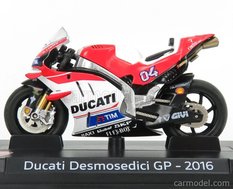 Edicola Ducati Gp16 Team Ducati N 4 Sezóna Motogp 2016 Andrea Dovizioso - poškodenie Display Box 1:24 červená biela