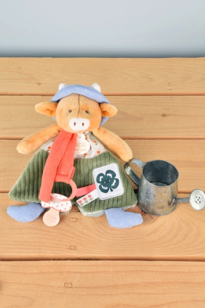 Doudou Darčeková sada Aneth plyšová krava s držiakom na cumlík 19 cm