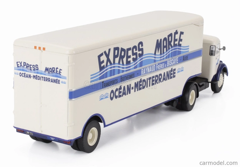 Edicola Bernard 150mb Nákladné auto Semi-frigo Express Maree Transports 1951 - bez kartónovej krabice 1:43 Cream Blue