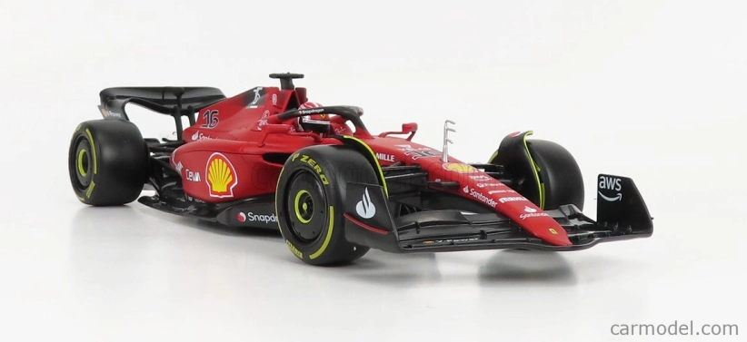 Bburago Ferrari F1-75 Scuderia Ferrari N 16 Season 2022 Charles Leclerc 1:18, červená
