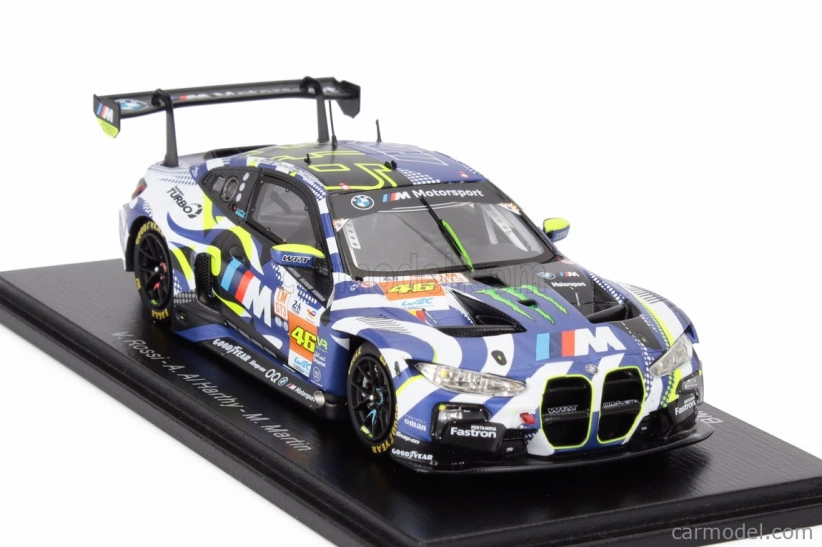 Spark-model BMW 4-series M4 Gt3 Team Wrt N 46 24h Le Mans 2024 Valentino Rossi - Maxime Martin - Ahmad Al Harthy 1:43 Modrá Bílá Černá