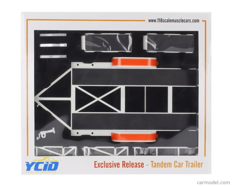 Gmp Accessories Carrello Trasporto Auto 2-assi - Car Transporter Trailer Ycid 1:18 Červená Stříbrná