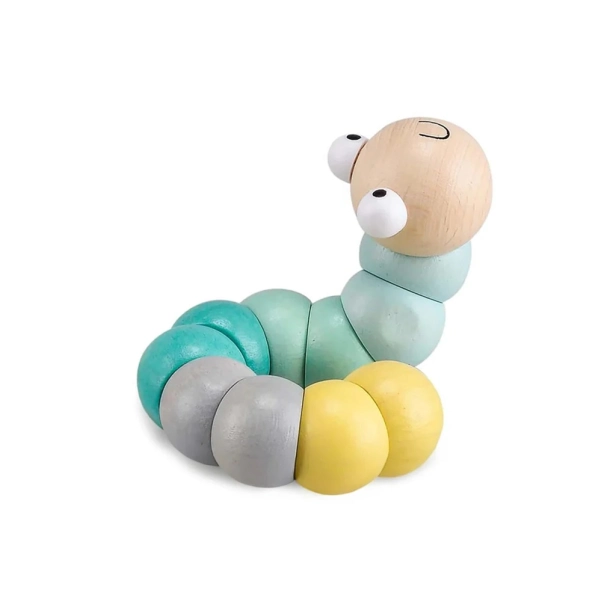 Bigjigs Toys Motorická housenka modrá