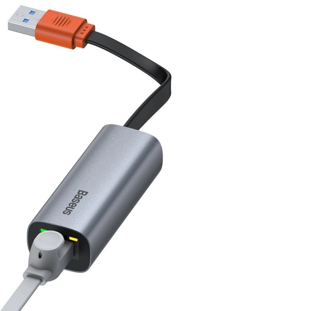 Baseus Steel Cannon USB - LAN, gigabitový sieťový adaptér (sivý)