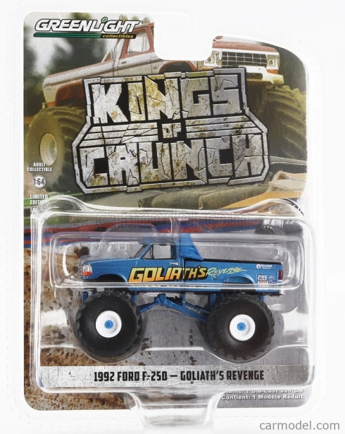 Greenlight Ford usa F-250 Pick-up Monster Truck Goliath's 1992 1:64 Blue