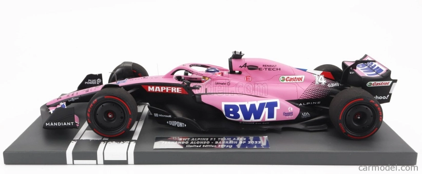 Minichamps Renault F1 A522 Team Alpine Bwt N 14 Bahrain Gp 2022 Fernando Alonso 1:18 Pink
