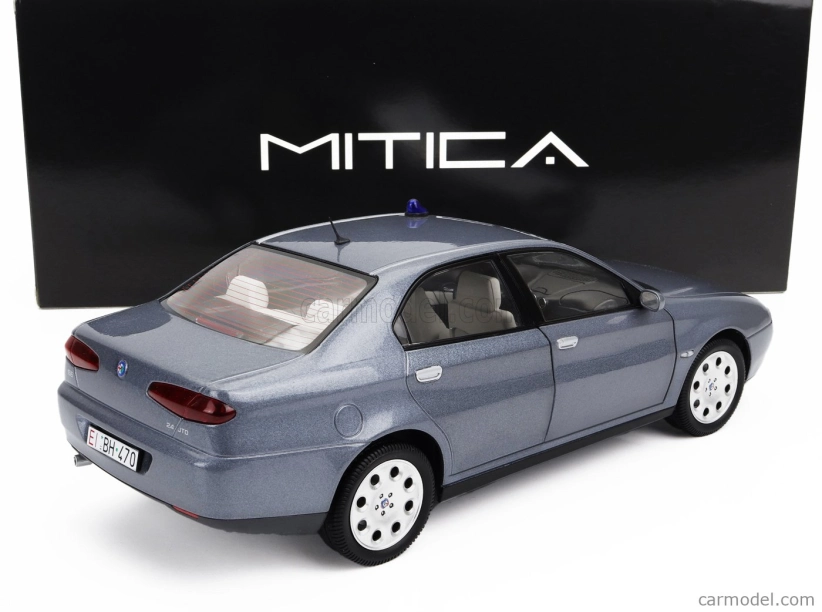 Mitica-diecast Alfa romeo 166 2.4 Jtd (with  Decals Comando Esercito Italiano E Civile) 1998 – (lampeggiante Applicabile Con Biadesivo - Flashing Light With Double-sided Tape) 1:18 Nettuno Grey Met
