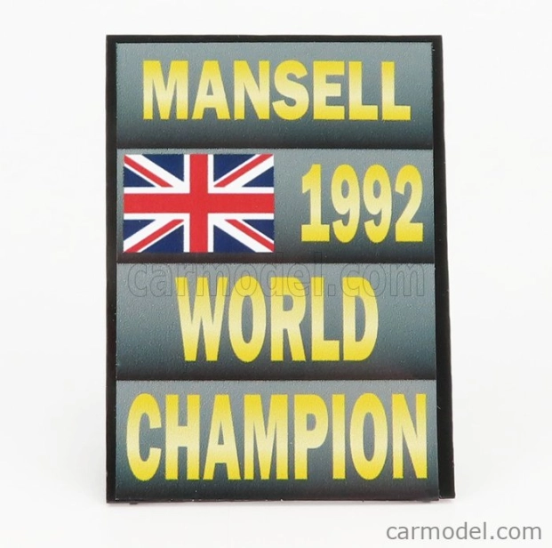 Cartrix Accessories F1 World Champion Plate Pit Board - Williams Fw14b Renault N 5 Season 1992 Nigel Mansell 1:18 Šedá Černá Žlutá
