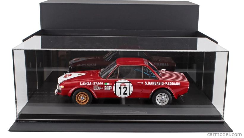 Topmarques Lancia Fulvia Hf 1600 Coupe (nočná verzia) N 12 2nd Rally Sanremo 1972 Sergio Barbasio - Piero Sodano - Con Vetrina - S vitrínou 1:12 červená biela