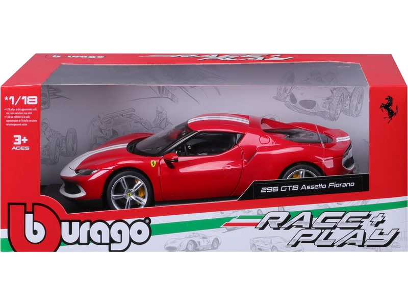 Bburago Ferrari 296 Gtb Assetto Fiorano 2022 1:18 Červená Bílá