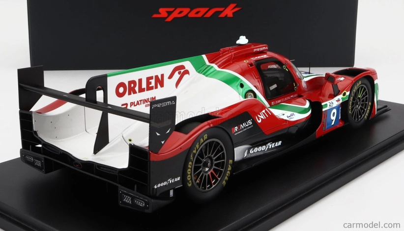 Spark-model Oreca Gibson 07 Gk428 4.2l V8 Team Prema Orlen N 9 2nd Lmp2 Class 24h Le Mans 2022 R.kubica - L.deletraz - L.colombo - Con Vetrina - With Showcase 1:18 Červená Bílá Zelená