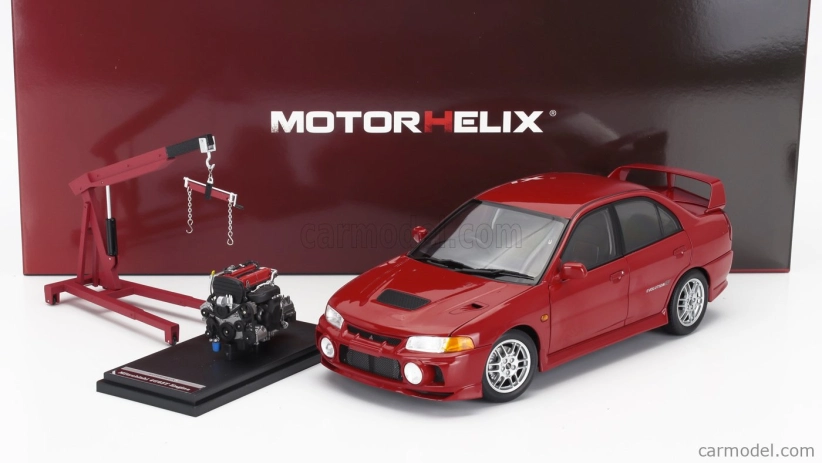 Motorhelix Mitsubishi Lancer Evo Iv s motorom a príslušenstvom 1999 1:18 červená