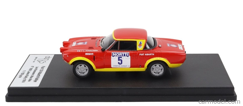 Trofeu Fiat 124 Abarth (night Version) N 5 6th Rally 1000 Lakes 1974 Leo Kinnunen - Also Aho 1:43 Červená Žlutá
