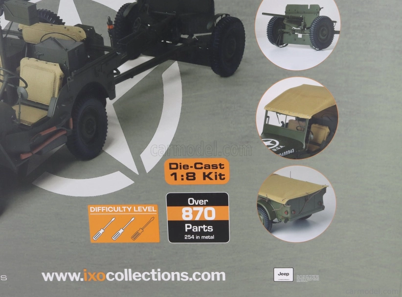 Ixo-models Jeep Willys Usa Army With Trailer 1941 - With Light & Sound Effects 1:8 Vojenská Zelená