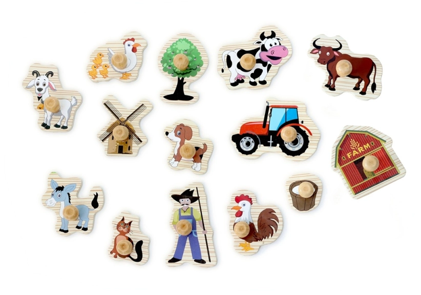 2Kids Toys Dřevěné puzzle Farma 14 dílků