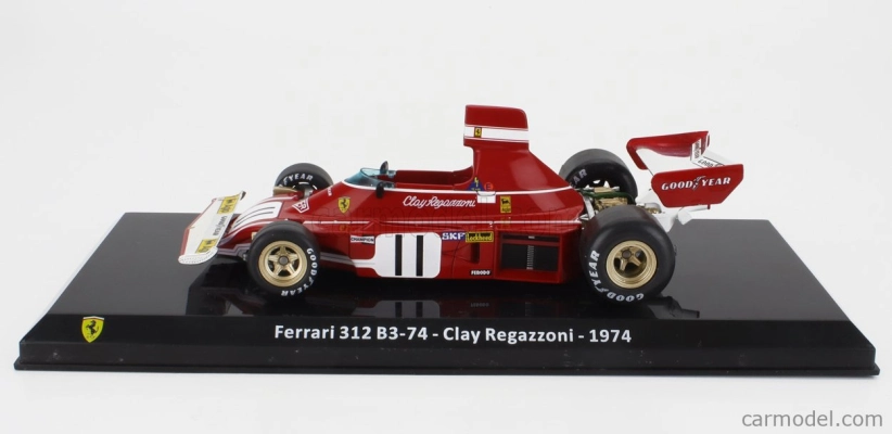 Edicola Ferrari F1 312 B3-74 N 11 Sezóna 1974 Clay Regazzoni - Con Vetrina - S vitrínou 1:24 červená biela