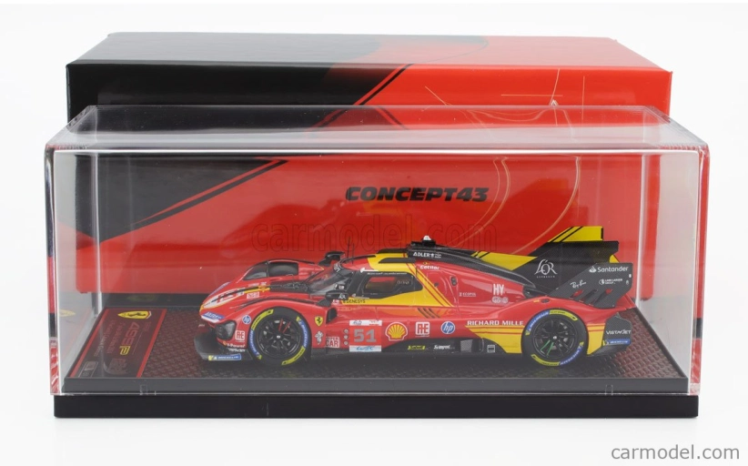 Bbr-models Ferrari 499p 3.0l Turbo V6 Team Ferrari Af Corse N 51 3. 24h Le Mans 2024 Alessandro Pier Guidi - James Calado - Antonio Giovinazzi 1:43 Červená Žltá Čierna