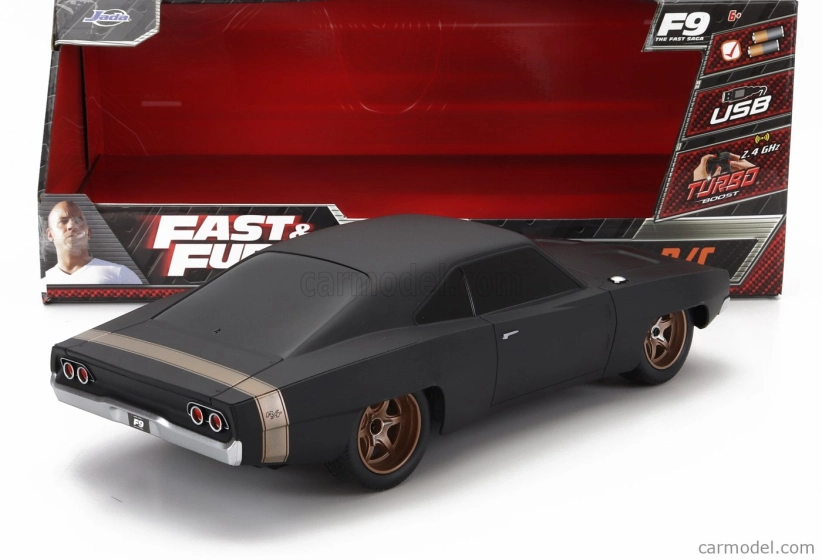 Jada Dodge Dom's Dodge Charger R/t 1968 - Fast & Furious 9 1:16 Matt Black