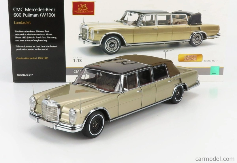 Cmc Mercedes benz S-class 600 Pullman (w100) Landaulet Soft-top Semiconvertible 1972 1:18 Gold Met