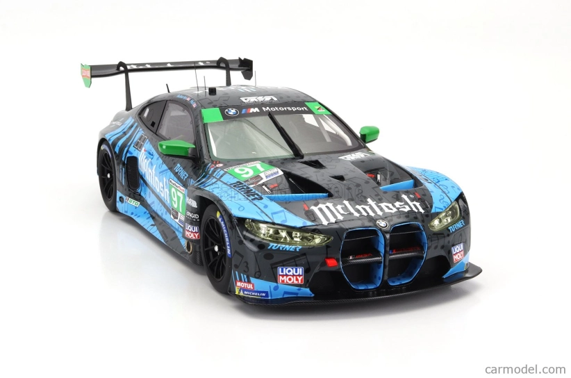 Truescale BMW radu 4 M4 Gt3 Team Turner Motorsport N 97 2nd Imsa Gtd Class Laguna Seca 2023 B.auberlen - J.edwards - B.spengler - C.hull 1:18 Blue Black