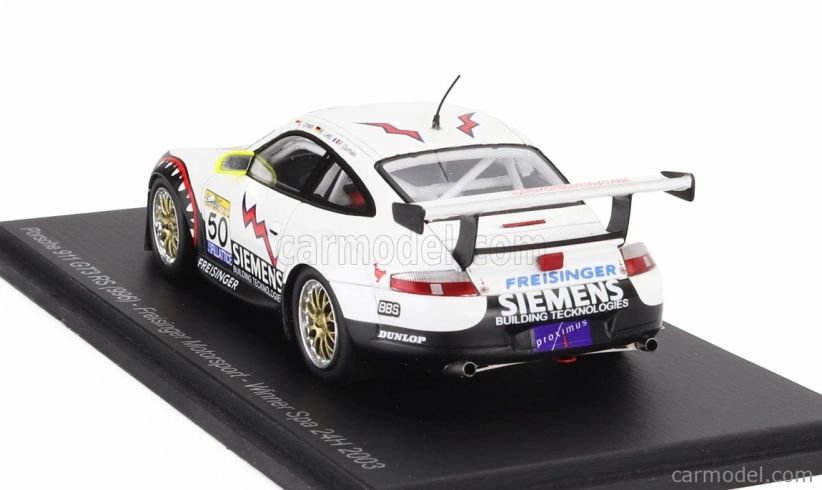 Spark-model Porsche 911 996 3.6l Gt3 Rs Team Freisinger Motorsport N 50 Winner 24h Spa 2003 Stephane Ortelli - Marc Lieb - Romain Dumas 1:43 Biela čierna červená