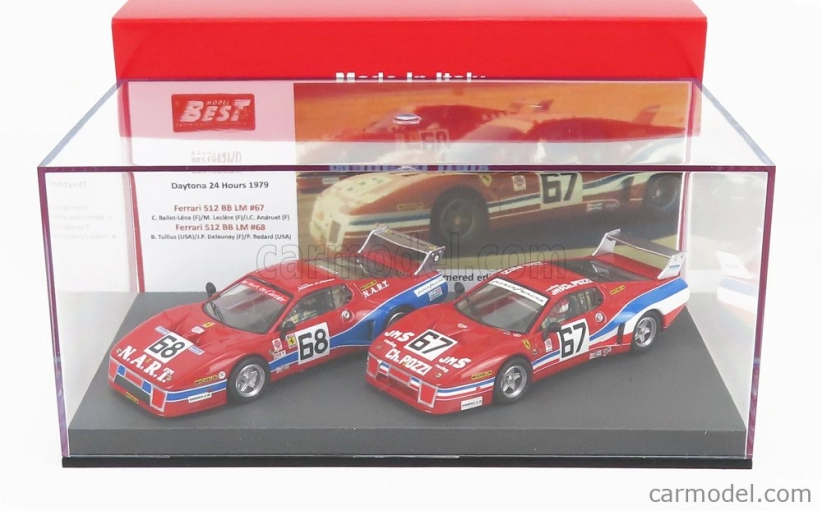 Najlepší model Ferrari Set 2x 512bb Lm Team Jms Pozzi Racing N 67 24h Daytona 1979 C.b.lena - M.leclere - J.c.andruet + 512bb Lm Team N.a.r.t. N 68 24h Daytona 1979 B.tullis - J.p.delaunay - P.bedard 1:43 Red