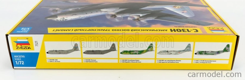 Zvezda Lockheed martin C-130h Hercules Aereo Da Trasporto Militare 1954 - Usa Air Force Airplane 1:72 Grey