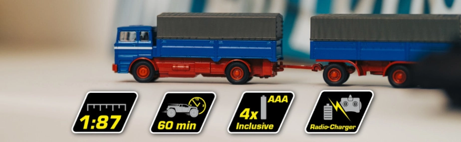 RC nákladné vozidlo MB 1620 s plachtou a prívesom 1:87 RTR