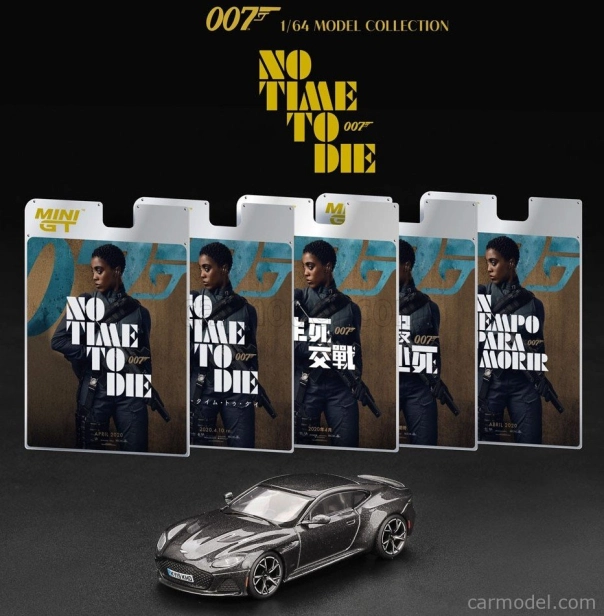 Mini-gt Aston martin Dbs Coupe 2021 - 007 James Bond - No Time To Die - Non E' Tempo Per Morire - anglické blistrové balenie 1:64 sivá