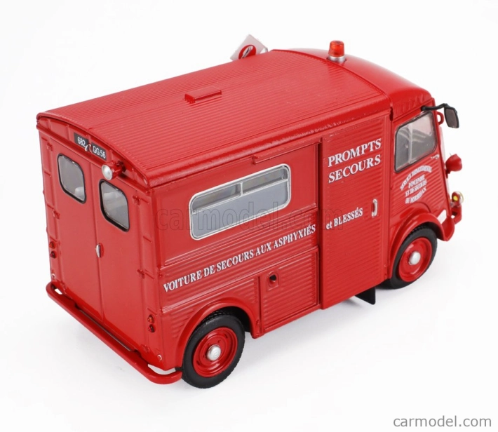 Edicola Citroen Type H Van Voiture De Secours Aux Asphyxies Et Blesses Hasičské auto 1968 1:43 Červená