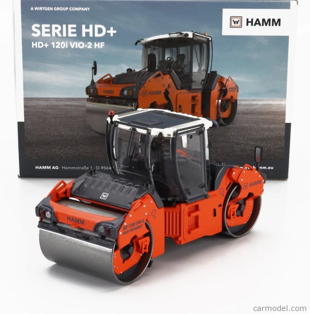 Nzg Hamm Hd+120i Vio-2 Hf Rullo Vibrante Bitamburo Liscio - Schiacciasassi - Stone Crusher Roll 1:50 Oranžová Šedá Bílá