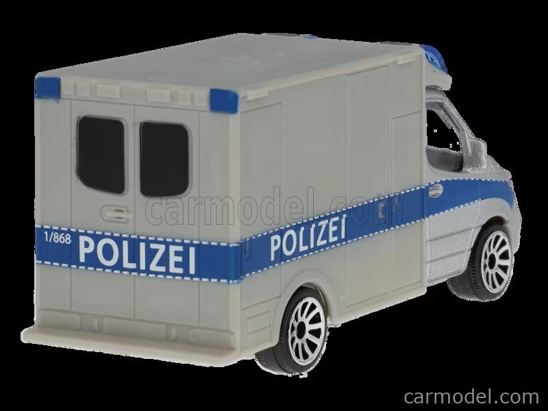 Majorette Mercedes benz Sprinter Van Polizei 2018 1:64 Stříbrná Modrá