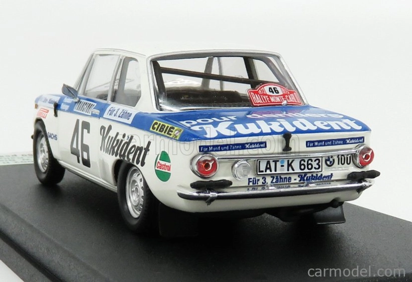 Trofeu BMW 2002ti N 46 Rally Montecarlo 1973 R.hainbach - W.biebinger 1:43 Bílá Modrá