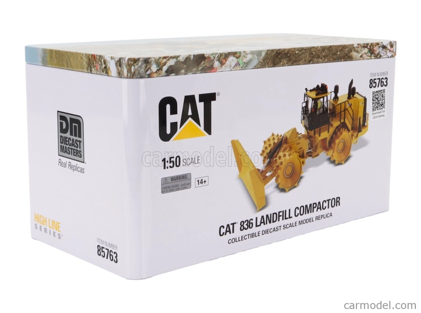 Dm-models Caterpillar Cat836 Ruspa - Scraper Tractor Landfill Compactor 1:50 Žlutá Černá