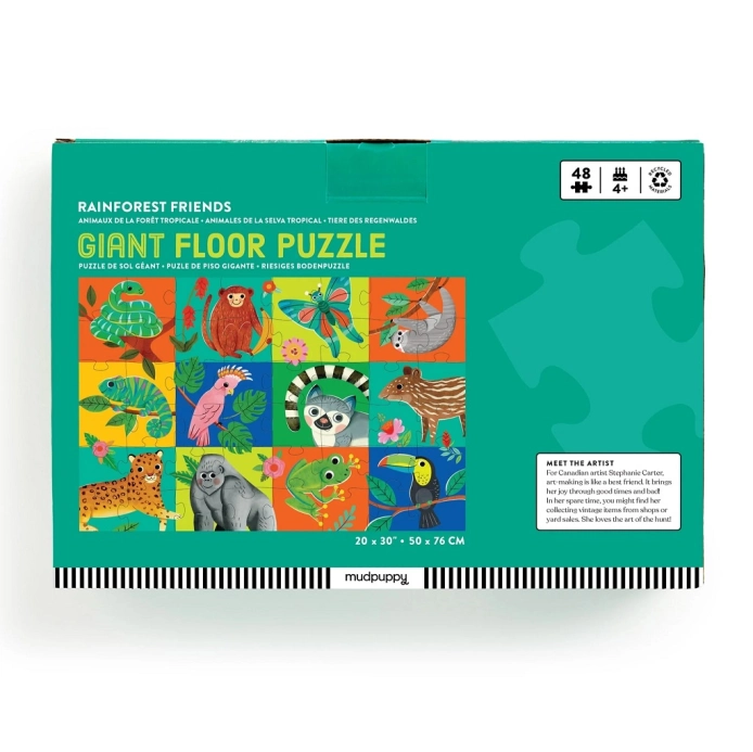 Mudpuppy Velké podlahové puzzle Kamarádi z deštněho pralesa 48 dílků