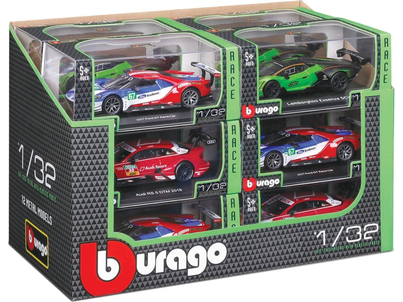 Bburago autá Race 1:32 (súprava 12 ks)
