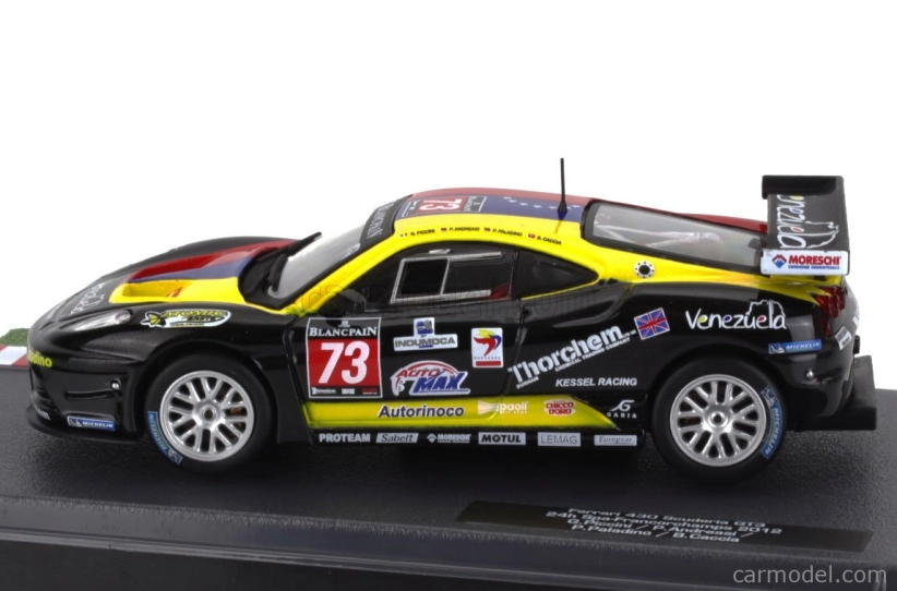 Edicola Ferrari F430 Gt3 Scuderia Team Kessel Racing N 73 24h Spa Francorchamps 2012 Paolo Andreasi - Pablo Paladino - Giacomo Piccini - Beniamino Caccia 1:43 Černá Žlutá Modrá Červená