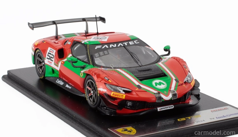 Looksmart Ferrari 296 Gt3 3.0l Twin Turbo V6 Team Af Corse N 52 24h Spa 2024 Andrea Bertolini - Jef Machiels - Louis Machiels - Tommaso Mosca 1:43 Červená Zelená